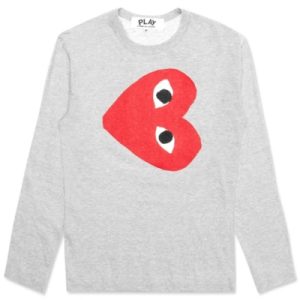 Comme des Garcons Play Red Sideways Heart L_S T-shirt Grey