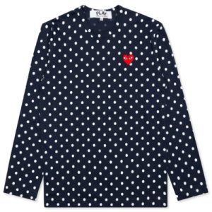 Comme des Garcons Play Women's Polka Dot L_S T-shirt Navy