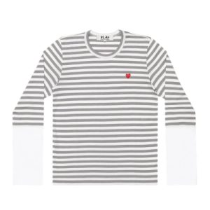 Comme Des Garcons Grey And White Striped Long-sleeve T-shirt