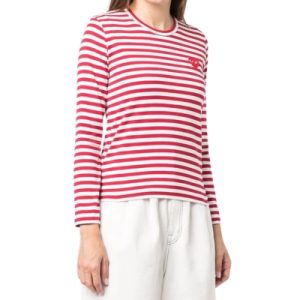 CDG PLAY Red Striped Long Sleeve T-Shirt